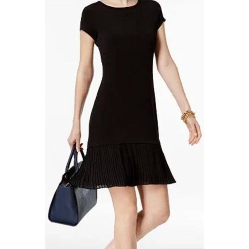Calvin Klein | Plus Size Black Pleated Cocktail Sheath‎ Dress  | Size 16